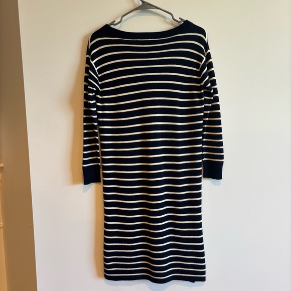 J. Crew Navy Blue Striped 100% Merino Wool Sweater Dress XS Preppy Nautical - Picture 5 of 8